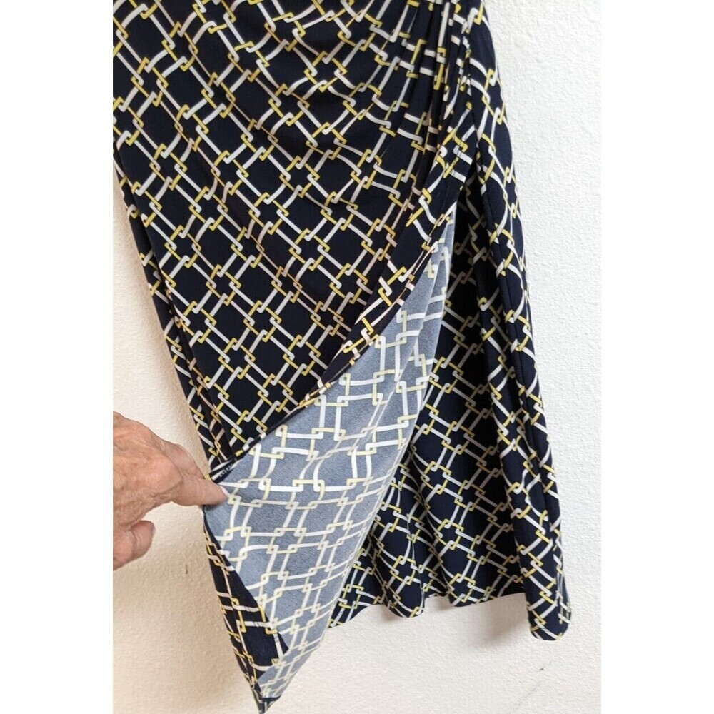 Women's LAUREN Ralph Lauren Surplice Faux Wrap Geometric Sleeveless Dress Size 4 - Picture 10 of 13